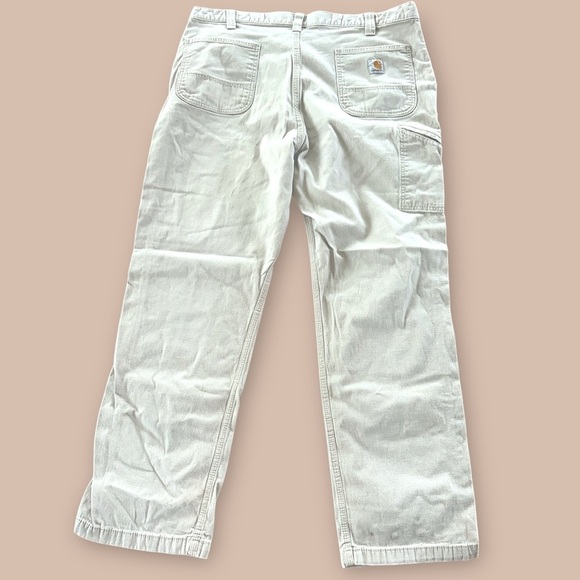 Vintage Carhartt men’s Canvas Workwear Light khaki relaxed fit Pants sz 40 x 32 - Picture 8 of 9